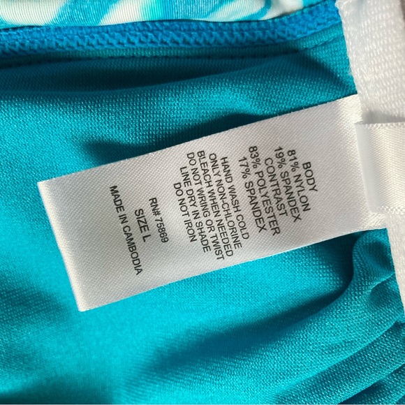 HULA HONEY After Shock Tie-Dyed Cut-Out Back Tankini Teal Macrame Detail Large - Picture 12 of 13